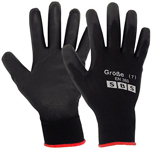 SBS 12 Paar Nylonhandschuhe Größe 7 Bauhandschuhe Arbeitshandschuhe Schutzhandschuhe Montagehandschuhe