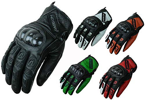 HEYBERRY Motorradhandschuhe Leder Motorrad Handschuhe kurz schwarz weiß Gr. XL