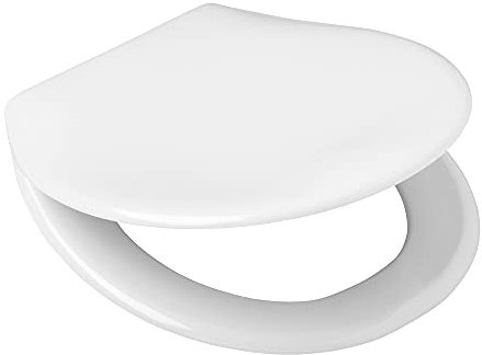 WISA (eine Marke der Fluidmaster-Familie) Leo-Toilettensitz, universeller WC-Sitz, verstellbare Scharniere, Soft-Close-Mechanismus, Schnellverschlusssystem, Befestigungsmöglichkeit oben, weiß