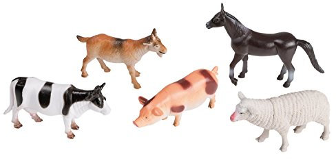 Idena 4329903 - Spielfigurenset mit 5 Farmtieren, aus Kunststoff, jeweils ca. 10 cm groß, Spielspaß für die Badewanne, den Sandkasten, im Kindergarten und Kinderzimmer