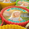 Your Own Image - Teal Text - 20 x 5cm Personalised Edible Cupcake Toppers on Premium Icing
