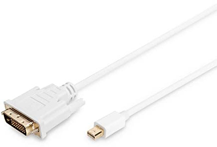 DIGITUS cavo adattatore mini DisplayPort - miniDP a DVI (24+1) - Full-HD 1080p/60Hz - Displayport 1.1a - 2,0 m - con chiusura - adatto per monitor e schede grafiche - bianco