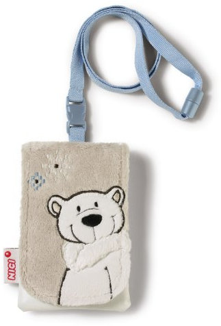 Nici 34760 - Handytäschchen Eisbär Plüsch/Lederimitat, 12 x 8 cm
