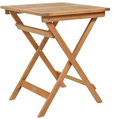 CHARLES BENTLEY Wooden, Square, Foldable Table, FSC Certified Eucalyptus Wood, Traditional Design, Oil Coated, Natural Colour, Easy To Clean, Outdoor, Garden, Patio, Friends, Family (74x60x60cm)