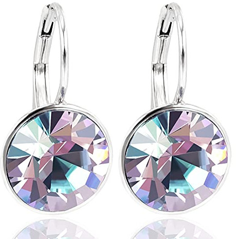 Ohrringe 925 Silber Kristalle Silberohrringe Klappverschluss Brilliantschliff NOBEL SCHMUCK