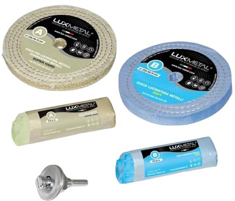 2 polierpaste 250 g - 2 Polierscheibe 150 mm - Polierset Lux Metal set DIY kit Schleifpaste Metall, Aluminium, für Bohrmaschine, Edelstahl, Messing, Kupfer, Holz, Kunststoff, schleifmaschinen, messer