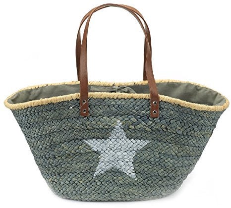 Flechttasche mit Stern, Farbe: wählbar (Grau)