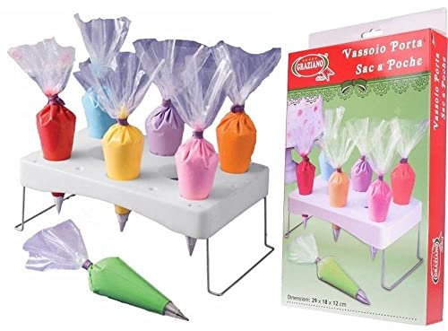 Graziano, Porta Sac à Poche, Supporto in Plastica per Sac à Poche, Prodotto Ideato per Appoggiare il Sacchetto da Pasticceria Pieno per Evitare di Sporcare il Piano di Lavoro