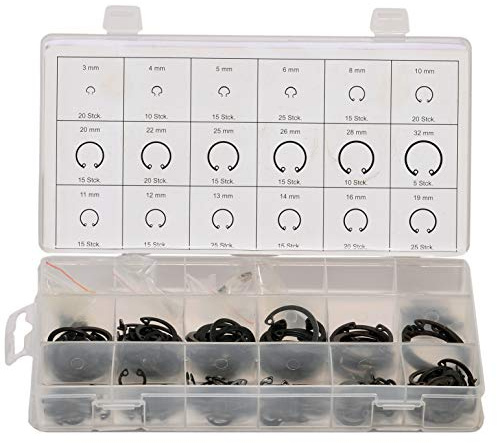Alkan Innen-Sicherungsringe 3-32 mm 300-tlg für Bohrungen | Seegeringe/Sprengringe für Bohrungen und Gehäuse, Innen-Sicherungsringe übersichtlich sortiert in Aufbewahrungsbox