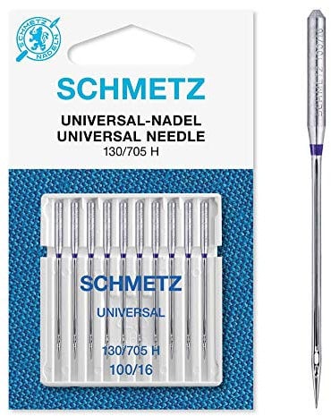 SCHMETZ | 10 Nähmaschinennadeln | Universal | 130/705 H | Nadeldicke 100/16 | auf jeder gängigen Haushaltsnähmaschine einsetzbar