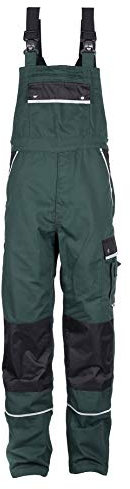 TMG® | Lange Arbeitslatzhose Herren, Grüne Latzhose mit Kniepolstertaschen aus Cordura, viel Stauraum, robust | 23