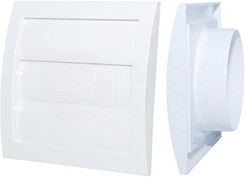 Jalousie Lüftungsgitter Abschlussgitter Ø 150 mm weiß mit Schwerkraftlamellen...