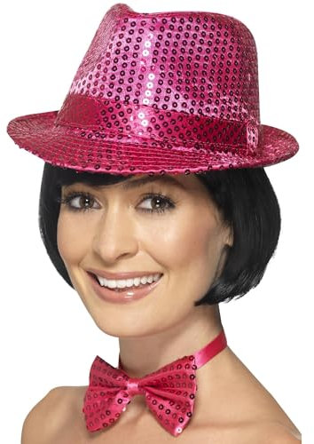 Smiffys Borsalino pailleté, Rose