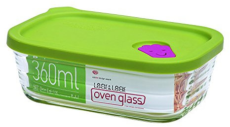 LocknLock Oven Glass Glas Frischhaltedose WAVE STEAM HOLE mit Silikondeckel, 360ml, eckig, komplett kühlschrank-, gefriertruhengeeignet, Borosilikat-Glas ofen- & mikrowellenfest, mit extra Ventil
