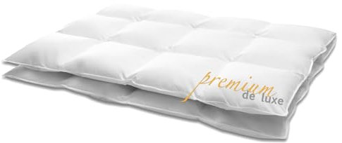 HANSKRUCHEN® Premium de Luxe Daunendecke 155x200 cm - Warm / Winter - Made in Germany Kassettendecke aus 100% Baumwolle - Allergiker geeignet