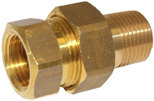 Schell 141010099 Heizkörperverschraubung Durchgang für Eisenrohr 10 bar messing, 1/2 Zoll