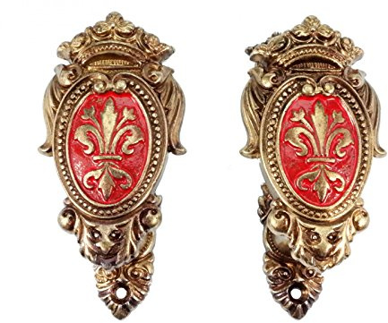 Wandhalter Wappen rot Messing 2er-Set