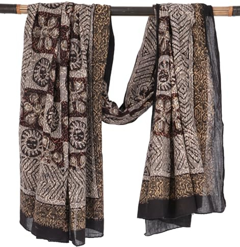 GURU SHOP Leichter Pareo, Sarong, Handbedrucktes Baumwolltuch - Farb Kombination 17, Herren/Damen, Baumwolle, 190x120 cm