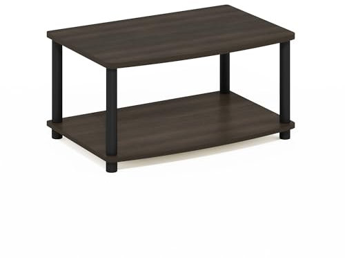 Furinno Turn-N-Tube No Tools 2-Tier Elevated TV Stands, Dark Brown/Black