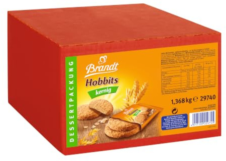 Brandt Hobbits Kernig - 2er Packs - Cateringkarton mit 60 Packungen - ballaststoffreicher Vollkornkeks mit Haferflocken (60 x 22,8 g)