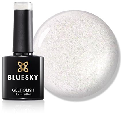Bluesky Gel Nail Polish, Snow Princess Dc010, White Glitter, Long Lasting, Chip Resistant, 10 ml (Requires Drying Under UV LED Lamp)