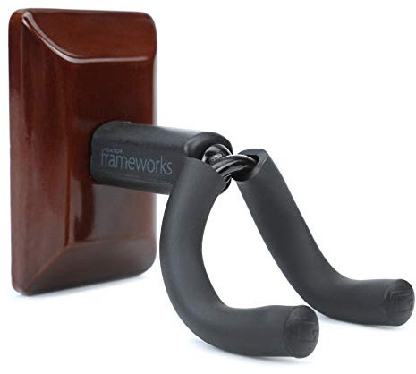 Gator Frameworks Wall Ukulele/Mandolin Hanger with Mahogany Mounting Plate (GFW-UKE-HNGRMHG)