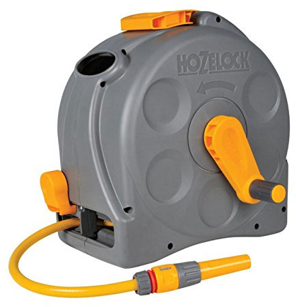 Hozelock Compact Enclosed Reel with 25 m Hose and Connectors - Colour May Vary