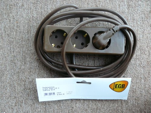 EGB 3-Fach Tischdose 3x1,5 braun 3m