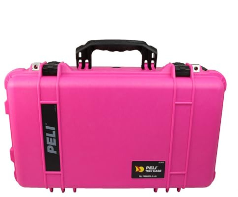 PELI 1510 Robuster Carry On-, Reise- und Outdoorkoffer, IP67 Wasser- und Staubdicht, 27L Volumen, Ohne Schaum, Pink (Rosa)/Schwarz - Sonderfarbe (begrenzte Stückzahl)