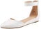 DREAM PAIRS Women's White Pu Low Wedge Ankle Strap Flats Shoes, Amiga, Size 8.5 M US /6.5 UK