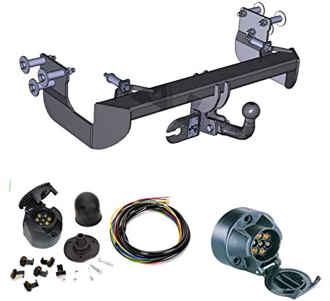 AHK Anhängerkupplung mit Elektrosatz 7 polig für Mercedes Sprinter / VW LT 28-35 1995-2006 Bus/Kasten Anhängevorrichtung Hängevorrichtung - starr, mit angeschraubtem Kugelkopf