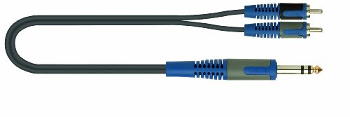 QUIK LOK – RKSA/120-2 Cavo Adattatore Jack Stereo 6,3mm a 2 RCA Maschio, Serie ROK SOLID, Nero, 2 Metri