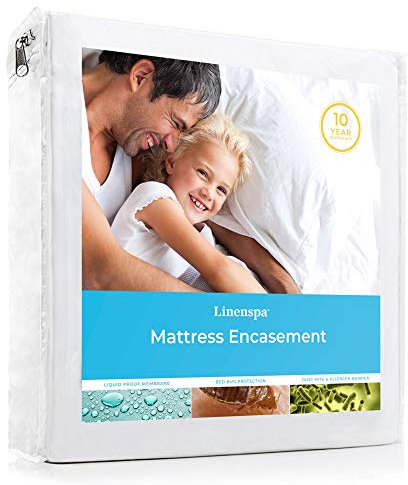 Linenspa Matratzenbezug für Kingsize-Betten, Reißverschluss, wasserdichte Matratzenauflage für Kingsize-Betten
