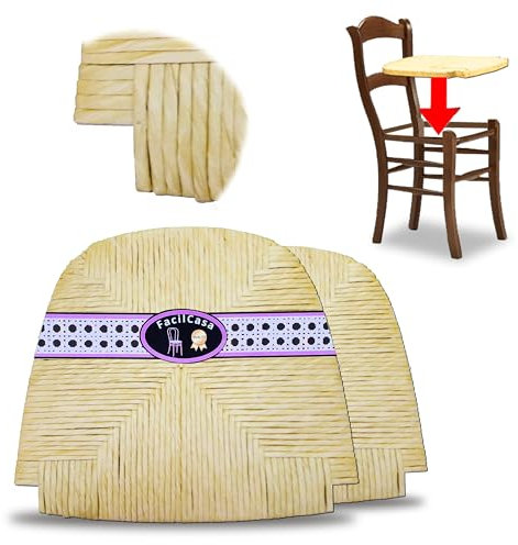 FacilCasa Assise de Chaise en Simili Paille, Remplacement en Paille de Cellulose, Couleur Jaune Maïs, Hydrofuge, Très Résistant, 2 Manuels de Montage - Nr. 2 Marocca Simili Paille (L.41 x P.39)
