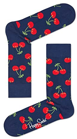 Happy Socks Cherry Sock, farbenfrohe und fröhliche, Socken für Männer und Frauen, Blau-Grün-Rot (36-40)