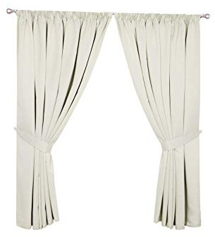umlout **SALE** Eclipsee Cream 66 w X 54 d Semi Blackout Dimout Thermal Curtains With Matching Tiebacks- Choice Of 9 Sizes And 6 Colours
