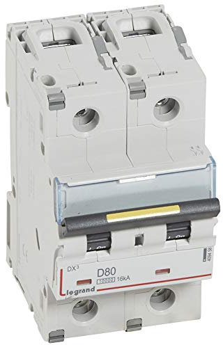 Disjoncteur DX³ 10000-16kA - 2P 230V~ à 400V~ - 80A - courbe D - 3 modules