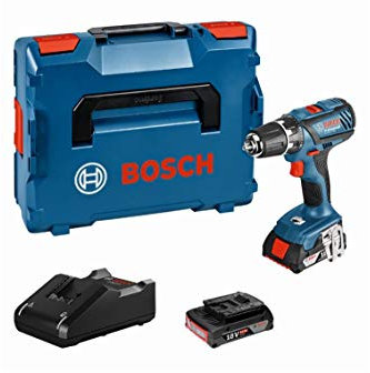 Bosch Professional Akku-Bohrschrauber GSR 18-2-LI Plus, 2x 2,0 Ah Akku, Ladegerät, L-BOXX, 18 Volt, Drehmoment max.: 63 Nm, Schrauben-Ø max.: 8 mm, 06019E6100