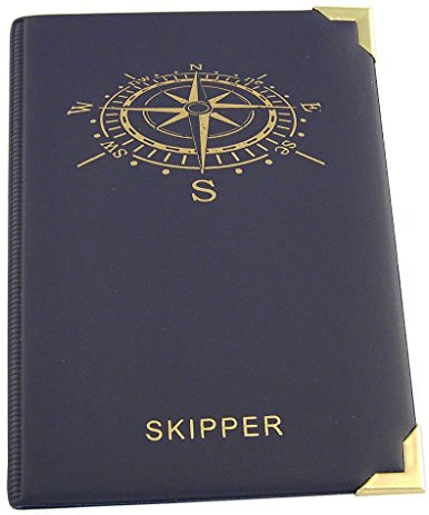 Liakai Skippermappe Motiv Kompass Blau, 4 Transparente Fächer, Eckenschoner, Kunstleder, Maritim, Unisex-Erwachsene