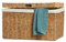 Casa Mina® Wäschetruhe mit Deckel 50 x 30 x 35cm hoch I Atmungsaktive Wäschetruhe geflochten aus 100% Naturfaser I Robuster Wäschesammler mit Griffen & waschbarem Innensack I Wäschetruhe - Bali