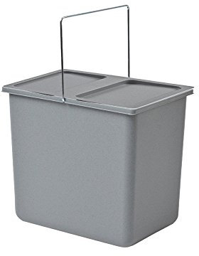 Hailo Inneneimer mit Deckel Kunststoff hellgrau | Höhe 286 mm |mit Henkel | 18 Liter | 316 x 226 mm