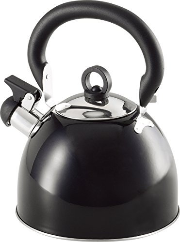 Buckingham Stainless Steel Whistling Kettle with Cool Touch Handle Suitable for Camping Hiking Indoor & Outdoor Use 2.5 litres (Black)