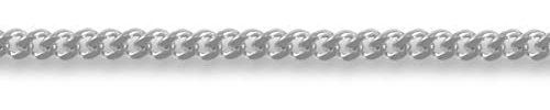Jewelco London Unisex Solid 9ct White Gold Diamond Cut Curb 1.4mm Gauge Pendant Chain Necklace