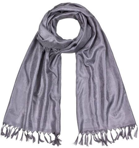 Maharanis Handgewebter Jacquard Seidenschal 100% reine Seide silbergrau
