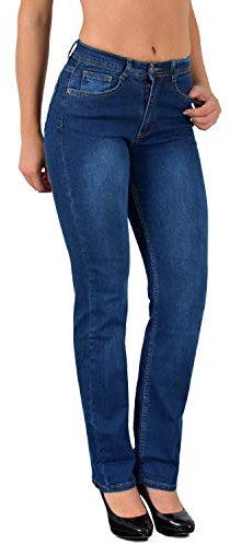 ESRA Damen Jeans-Hose Jeanshose gerader Schnitt Straight-Fit Jeans Damen High Waist bis Übergröße Große Größen G600