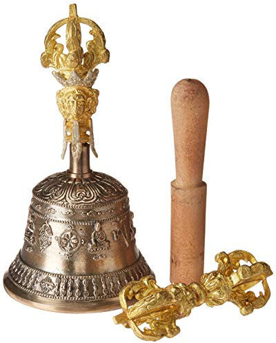 Tibetisch-buddhistischen Meditation Glocke und Dorje Set – Dharma Objekte Bell der Aufklärung aus Nepal 17,8 cm