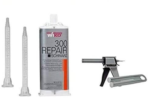 2 K Pur industriale plastica colla plastica riparazione vetroresina colla nero 50 ML, 2 Mix Beccucci e pistole per carrozzeria del veicolo e costruzione