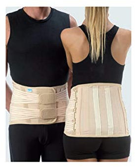 TIELLE CAMP - Corsetto Semirigido Lombosacrale Con Rinforzi Paravertebrali E 4 Tiranti Pelvici (Unisex) - H Cm 28 - Small