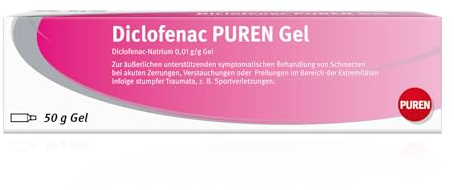 Diclofenac PUREN 50g Schmerzgel - effektive Schmerzbehandlung bei akuten Zerrungen, Verstauchungen oder Prellungen, reduziert Entzündungen, fördert Heilung, für Sportverletzungen