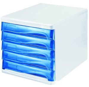 Helit Schubladenbox 5 Schübe blau transluzent/lichtgrau